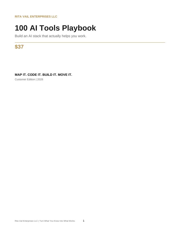 100 AI Tools Playbook cover page