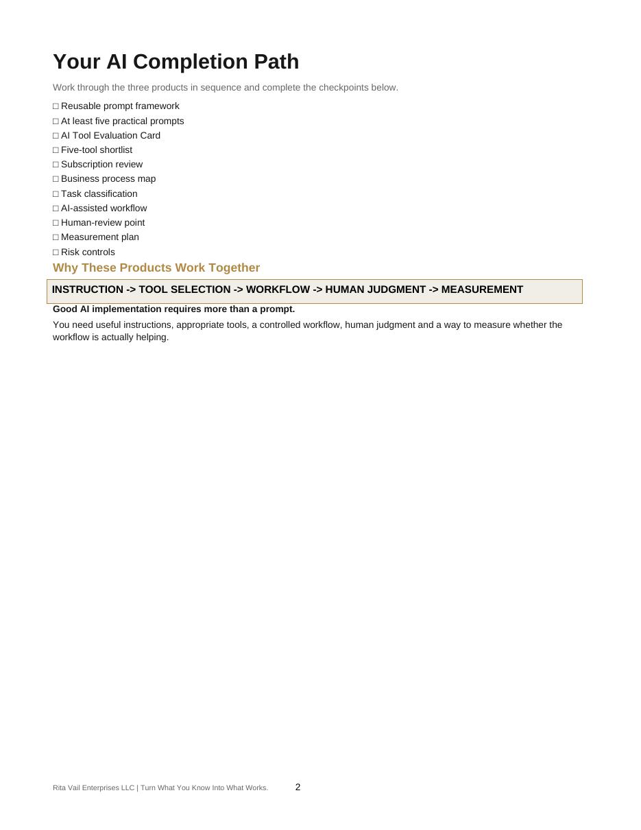 AI Starter Bundle completion path and sequence page