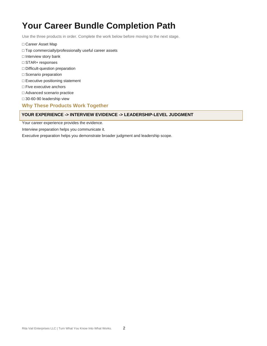 Career Bundle recommended sequence and completion path page